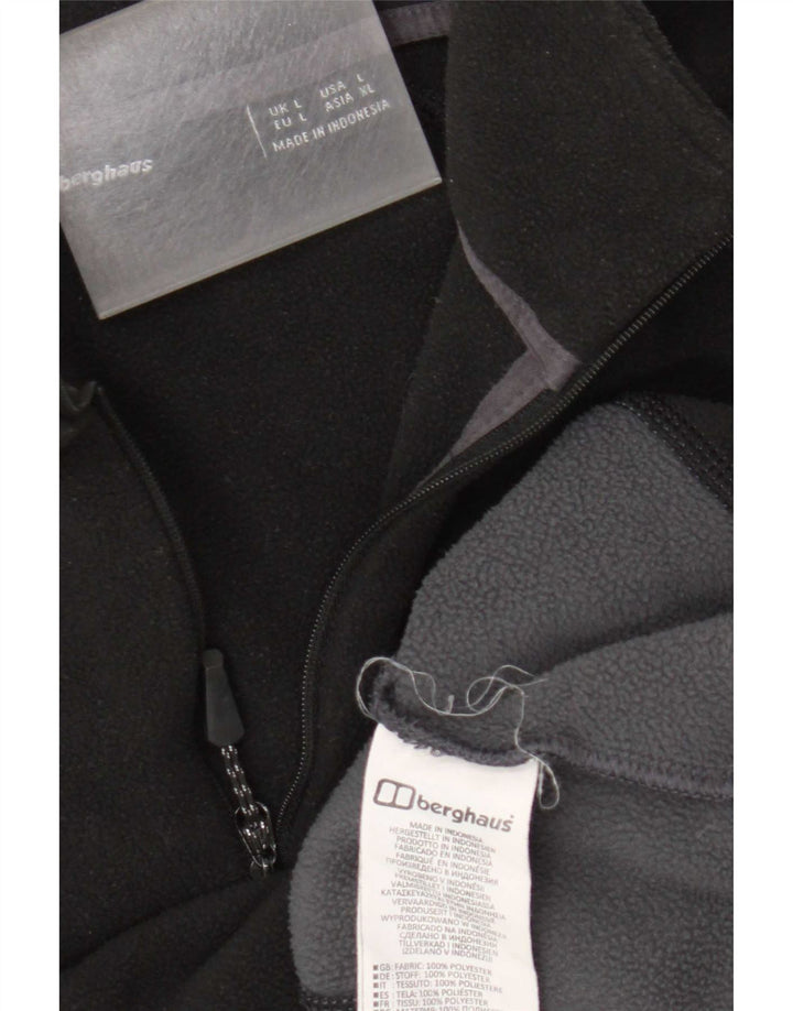 Berghaus Suéter masculino de lã com zíper e gola grande em poliéster colorblock preto
