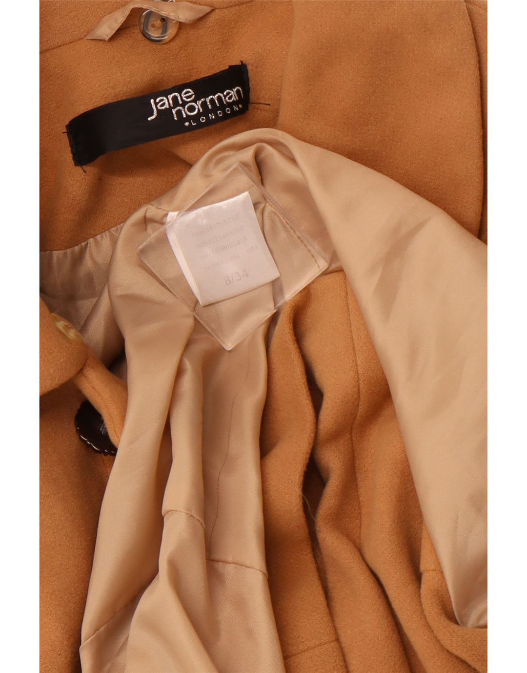 Sobretudo feminino JANE NORMAN UK 8 pequeno poliéster marrom
