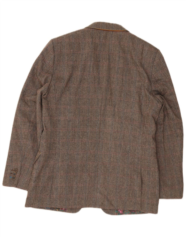 Jaqueta blazer masculina Ted Baker de ajuste regular Reino Unido 40 grande espinha de peixe marrom