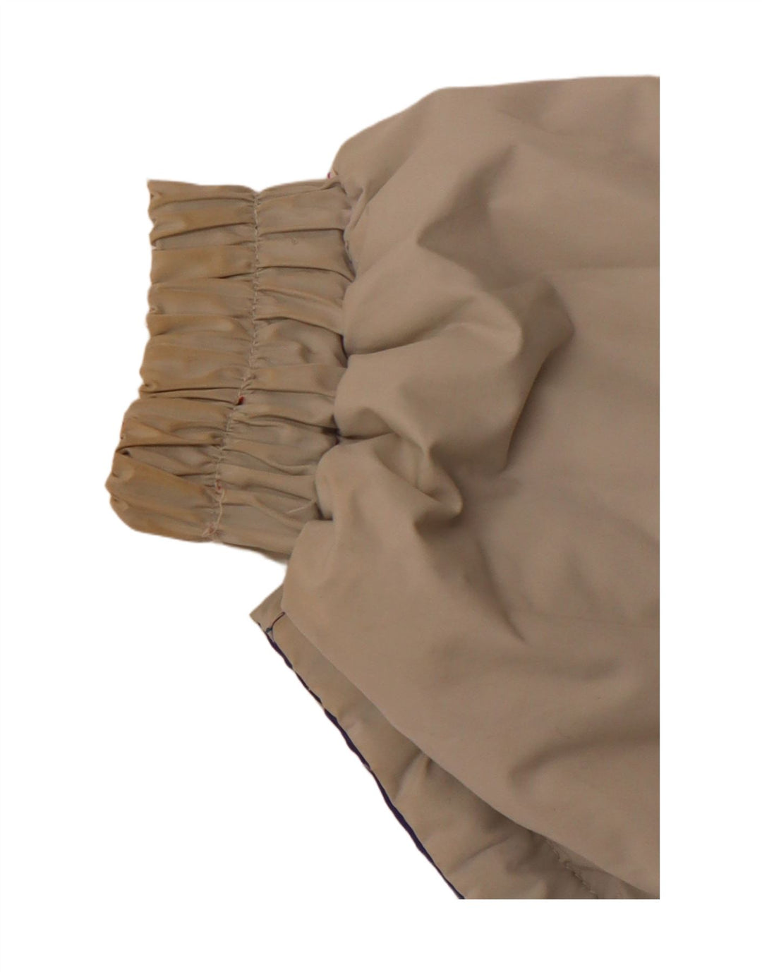 Jaqueta feminina VINTAGE reversível com capuz grande poliéster colorblock bege