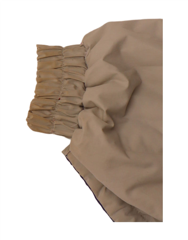 Jaqueta feminina VINTAGE reversível com capuz grande poliéster colorblock bege