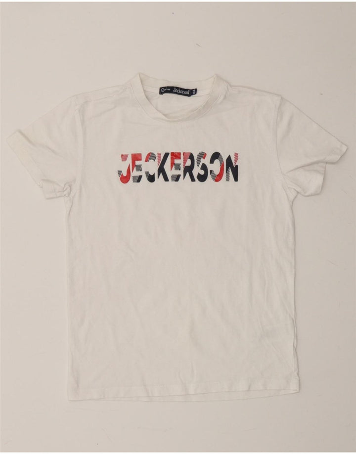 JECKERSON Girls Graphic T-Shirt Top 9-10 Years White Cotton Vintage Jeckerson and Second-Hand Jeckerson from Messina Hembry 