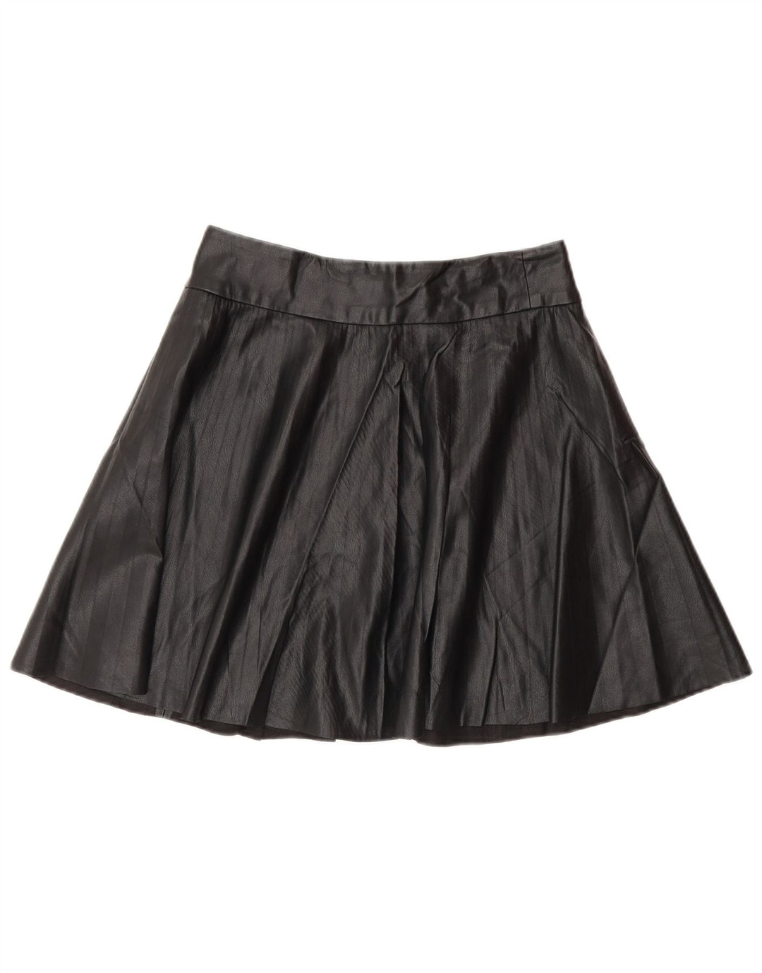 Zara mini saia feminina de couro sintético pequena W26 poliéster preto