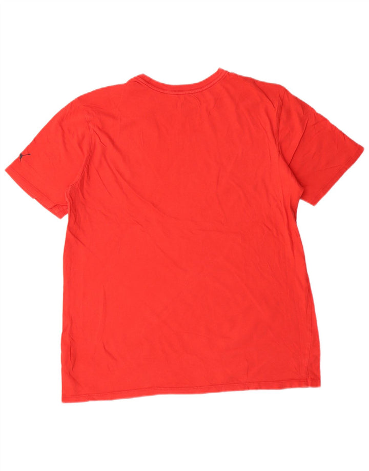 Puma Mens Graphic T-Shirt Top Pequeno Algodão Vermelho