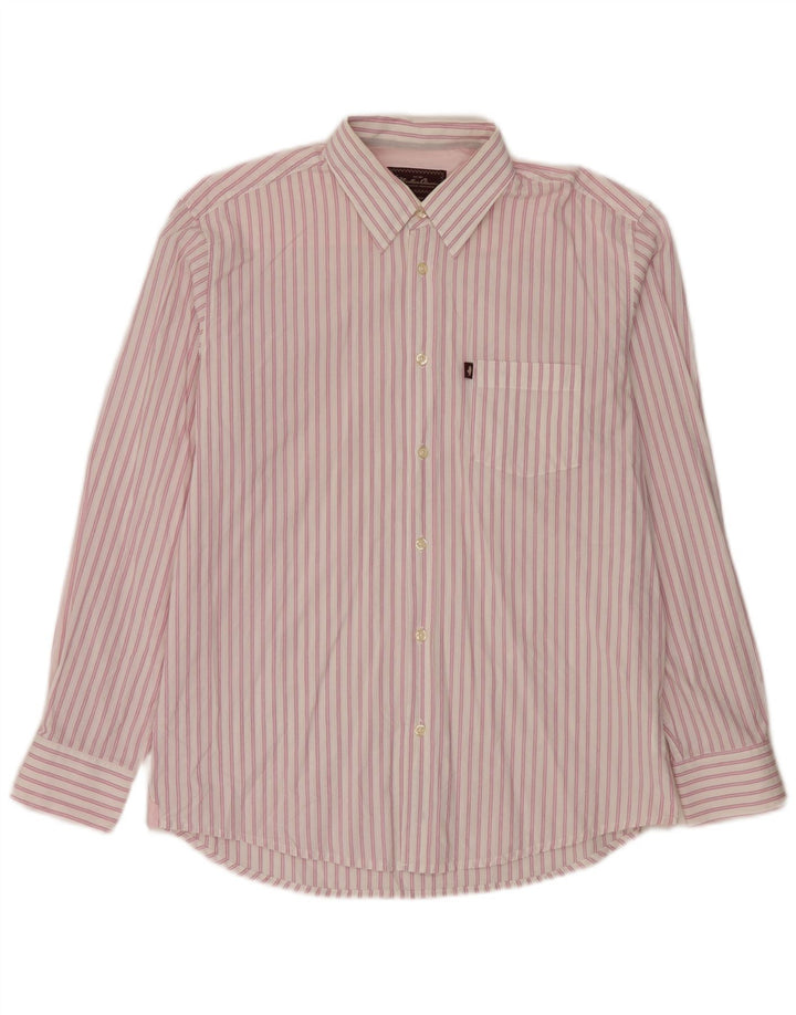 Camisa masculina Marlboro Classics grande algodão listrado rosa