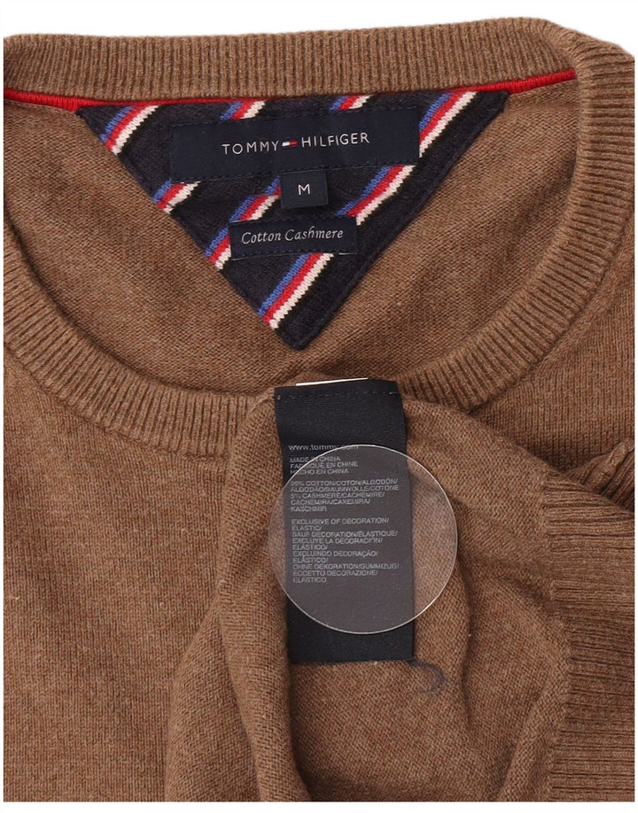 Suéter masculino Tommy Hilfiger com gola redonda e algodão marrom médio