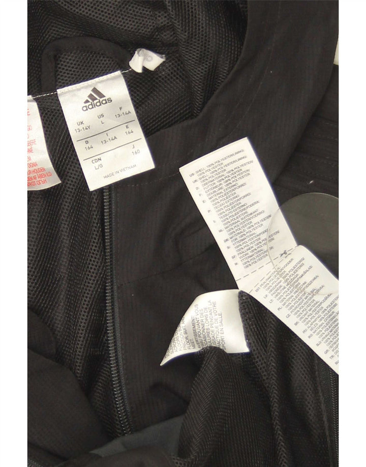 Jaqueta de chuva com capuz Adidas meninos 13-14 anos preto colorblock poliéster