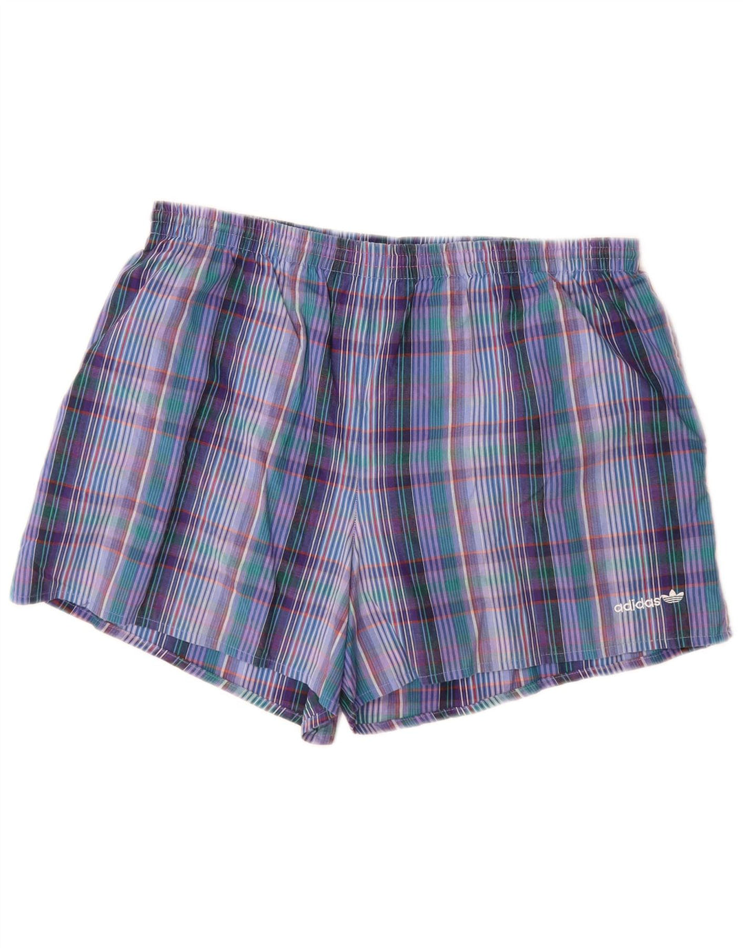 Shorts de natação masculino ADIDAS grande algodão xadrez azul