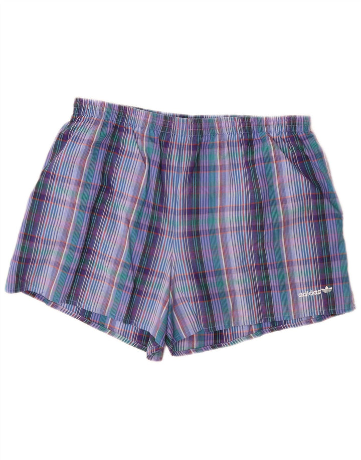 Shorts de natação masculino ADIDAS grande algodão xadrez azul