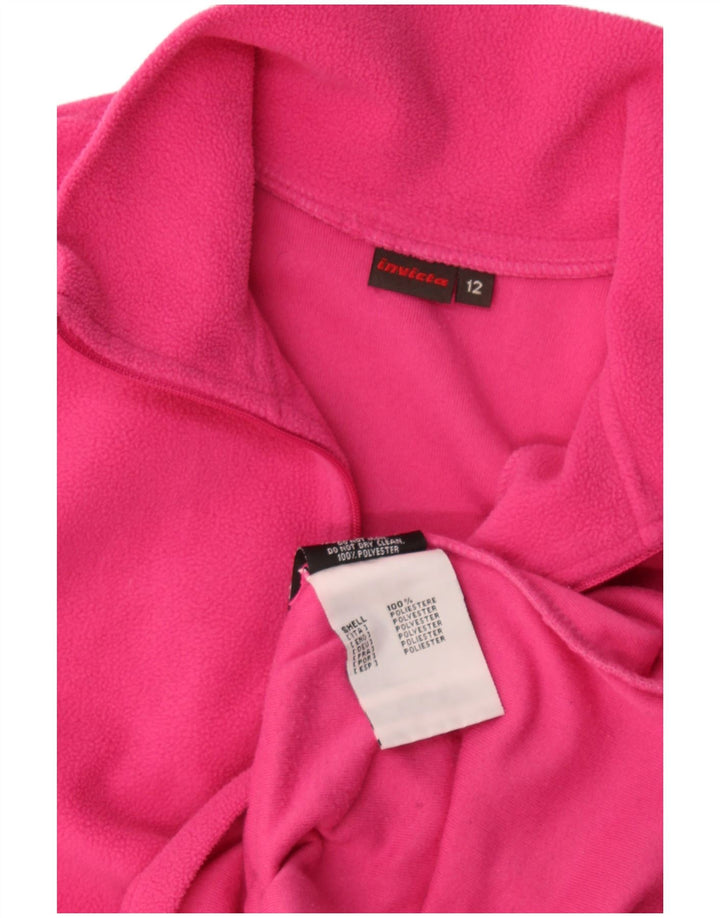 Suéter de lã feminino Invicta com zíper e gola UK 12 poliéster rosa médio