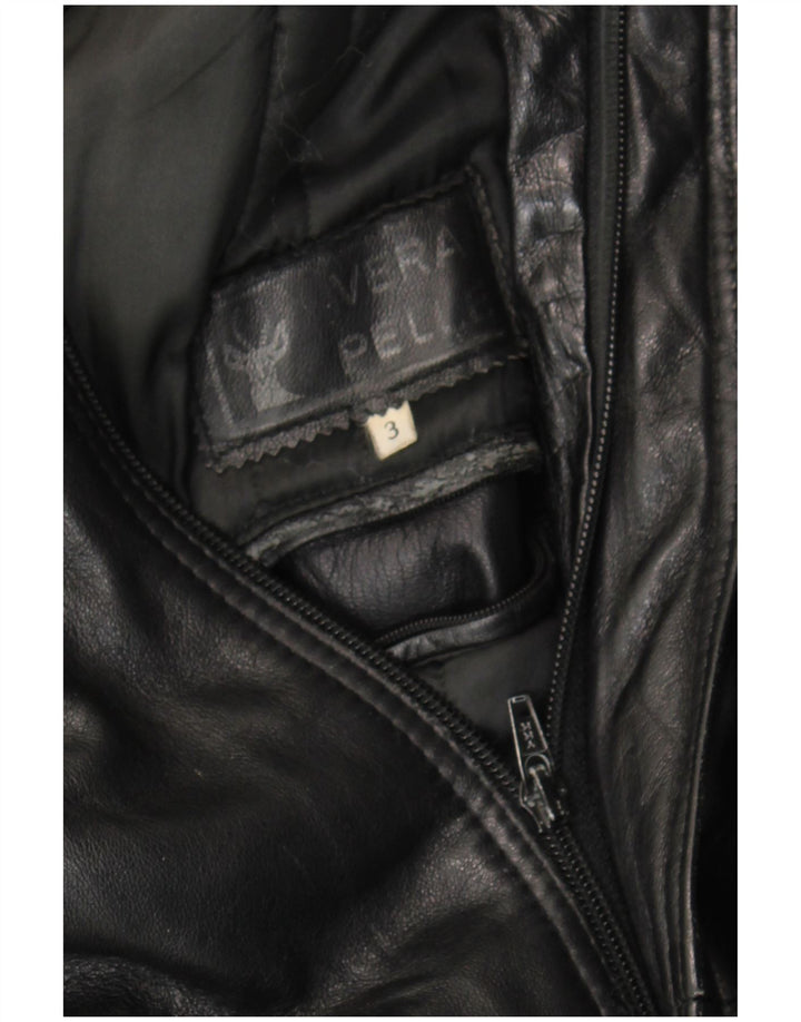Jaqueta de couro militar masculina VINTAGE Reino Unido 38 couro preto médio