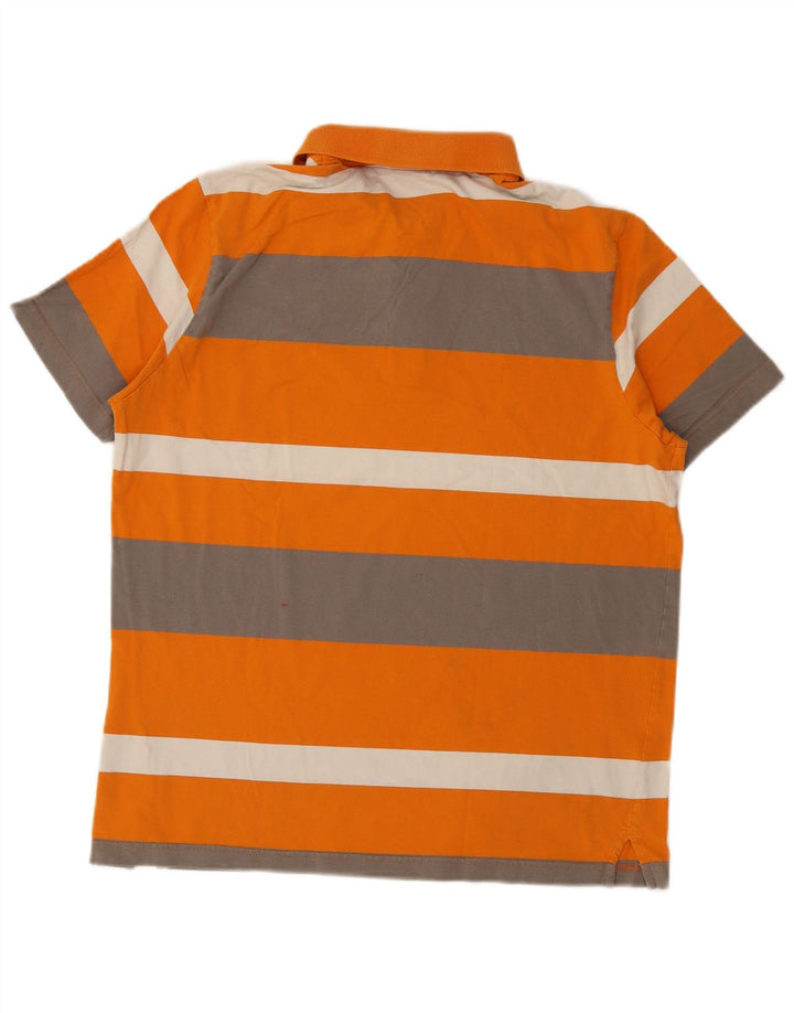 Camisa polo masculina de manga curta Puma listrada laranja grande