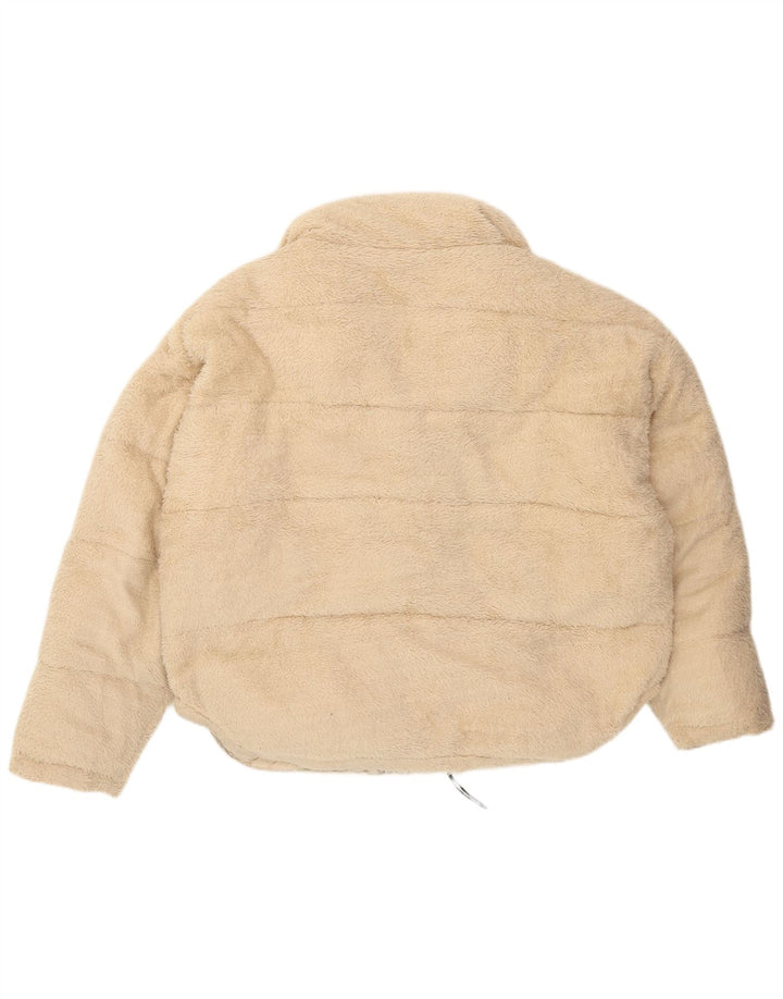 Jaqueta feminina de lã acolchoada de grandes dimensões da Urban Outfitters Reino Unido 14 médio bege