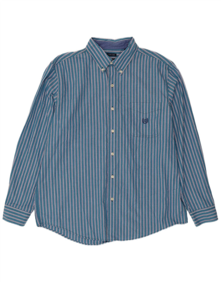 Camisa masculina Chaps grande algodão listrado azul