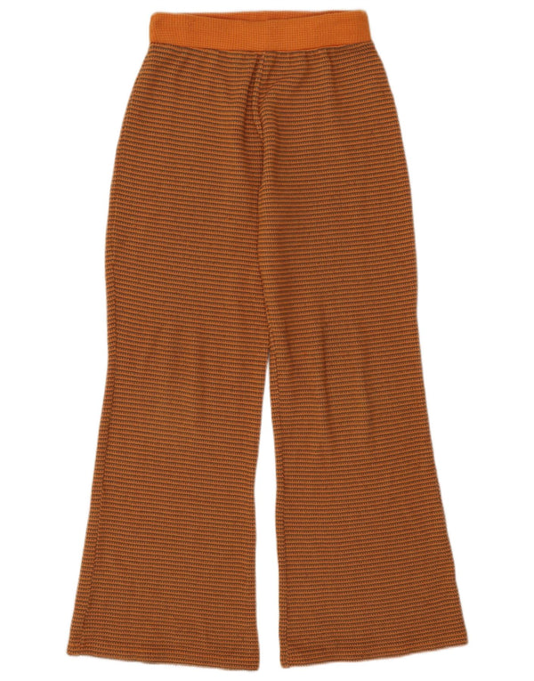 Zara Womens Knit Flare Calça de treino UK 12 médio laranja listrado