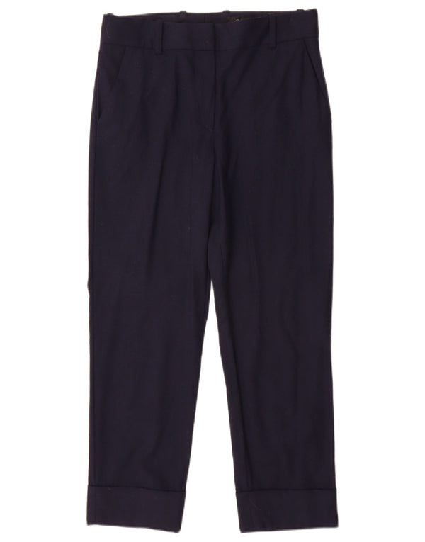 Calça feminina de terno reto Cos US 2 XS W25 L24 lã azul marinho