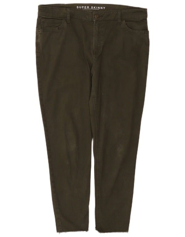 Calça feminina Marks & Spencer cortada de cintura alta Reino Unido 16 grande W36 L25 cáqui