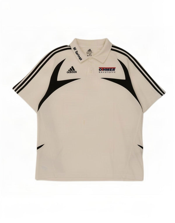 Adidas Mens Graphic Polo Shirt UK 48/50 XL Branco Colourblock Algodão