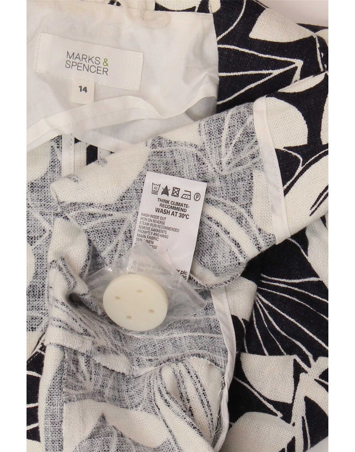 Jaqueta blazer feminina Marks & Spencer manga 3/4 Reino Unido 14 médio branco floral