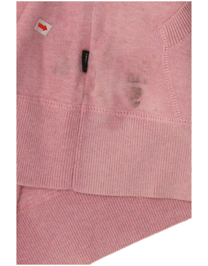 Jumper com capuz feminino SUPERDRY UK 8 pequeno algodão rosa