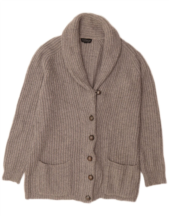Suéter cardigã feminino superdimensionado Topshop Reino Unido 8 pequeno cinza acrílico