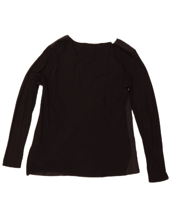 DESIGUAL Top gráfico feminino manga comprida Reino Unido 14 grande viscose floral preta