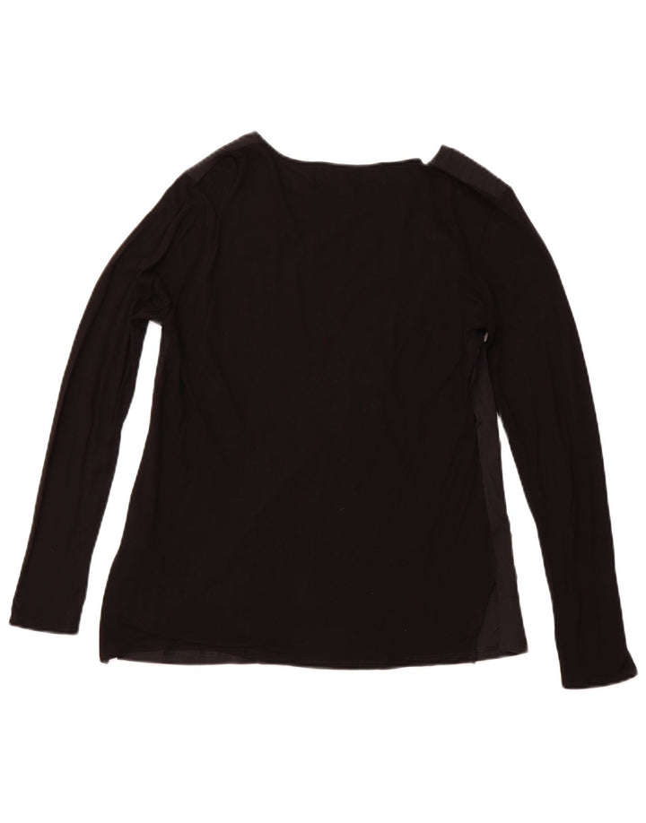 DESIGUAL Top gráfico feminino manga comprida Reino Unido 14 grande viscose floral preta