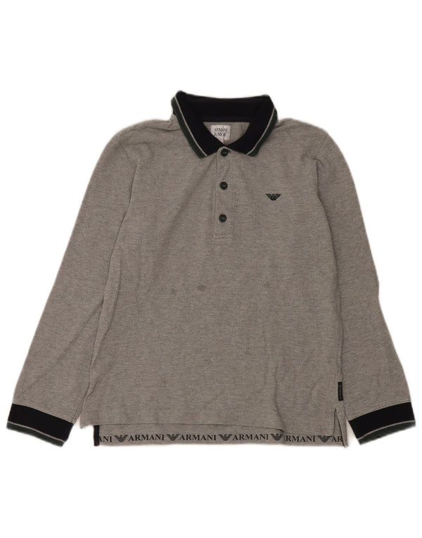Polo Armani Junior Menino Manga Longa 11-12 Anos Cinza Algodão