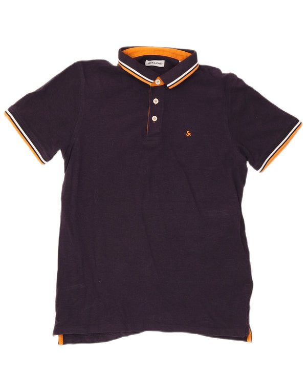 Camisa polo masculina Jack & Jones grande algodão listrado roxo
