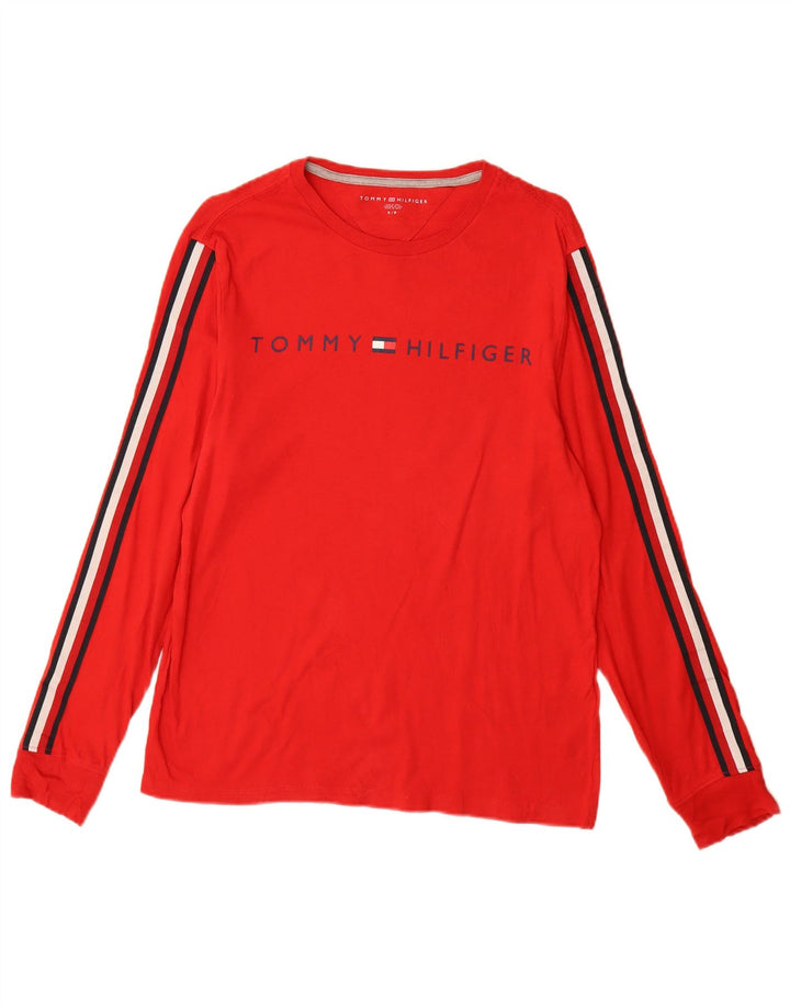Tommy Hilfiger Camiseta masculina gráfica manga comprida pequena algodão vermelho