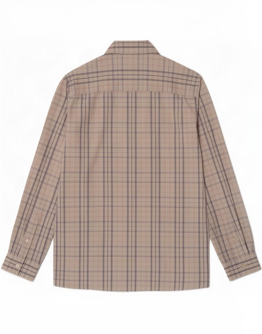 Camisa masculina Gas de algodão xadrez bege médio