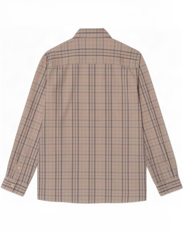 Camisa masculina Gas de algodão xadrez bege médio