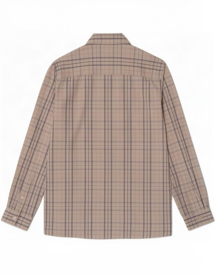 Camisa masculina Gas de algodão xadrez bege médio