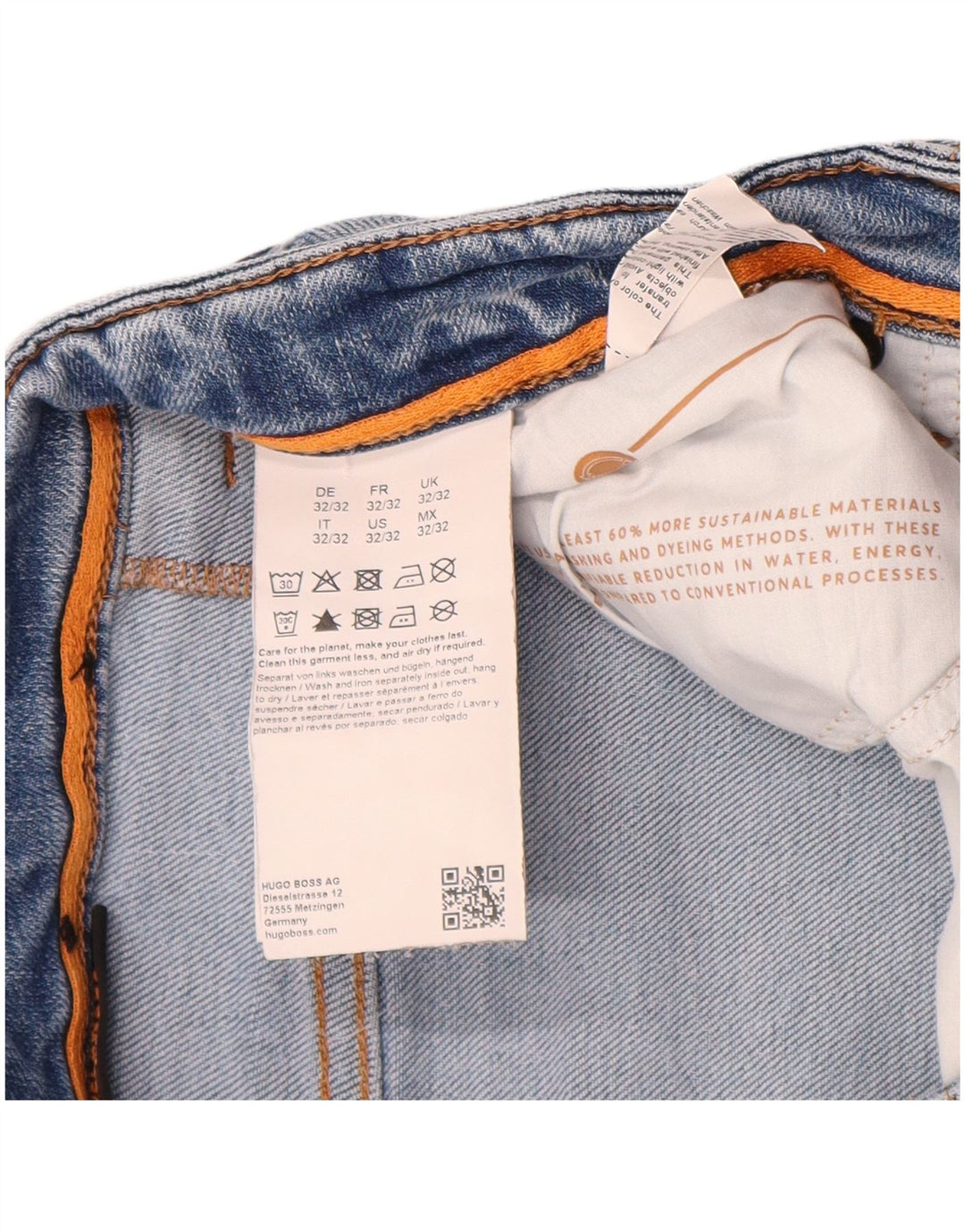 Hugo Boss Jeans masculino desgastado slim W32 L32 algodão azul
