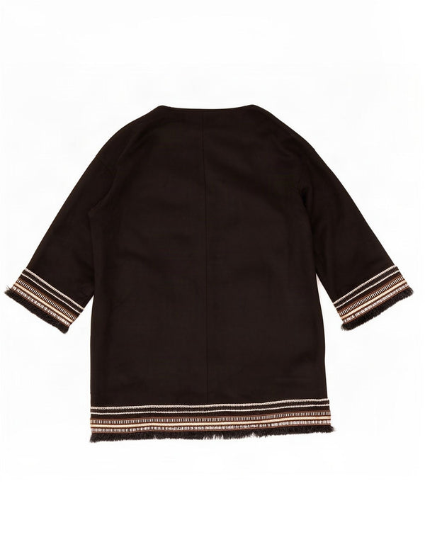 Zara Jaqueta blazer feminina oversized manga 3/4 Reino Unido 10 pequena listrada preta