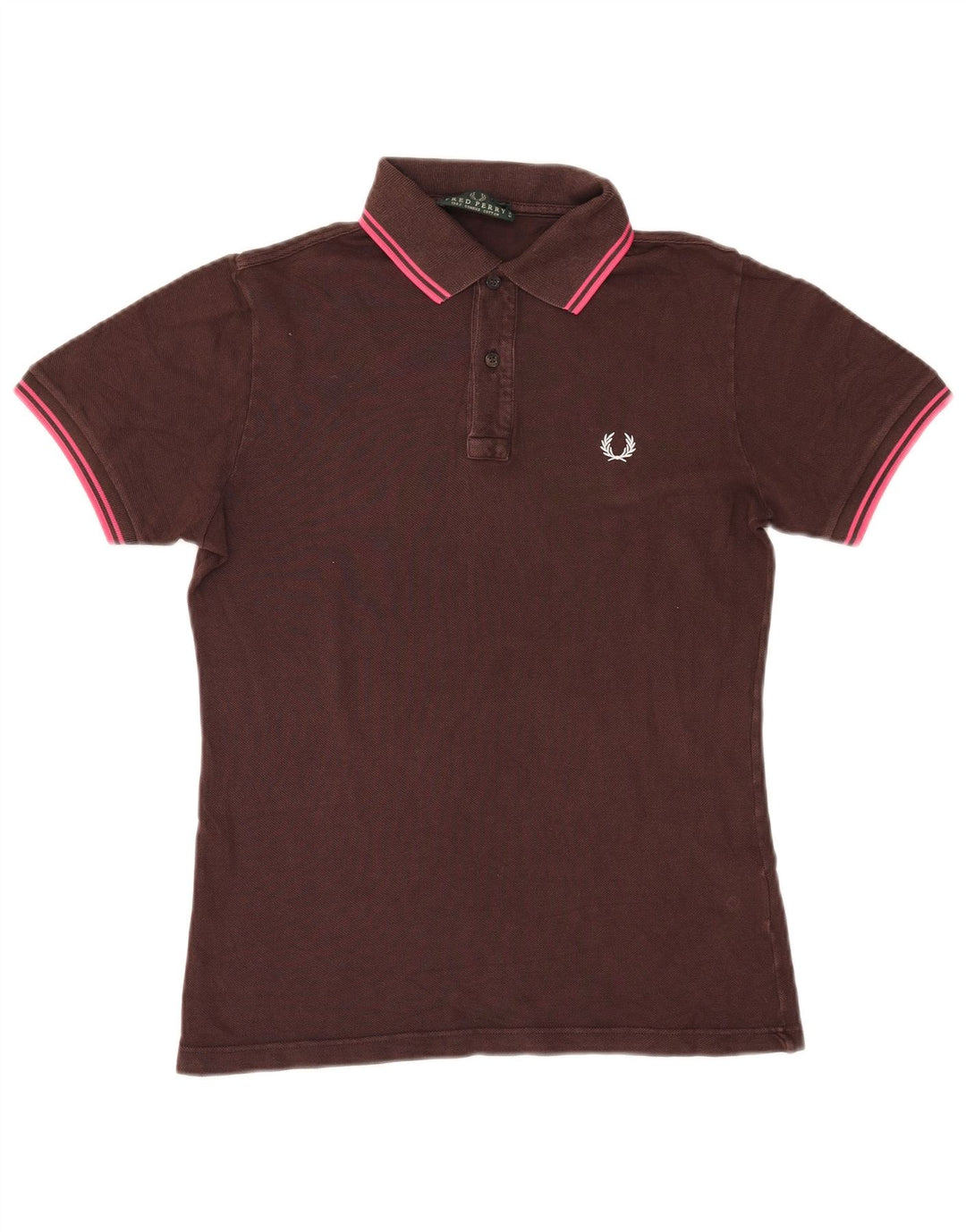 Camisa polo masculina Fred Perry pequena de algodão marrom
