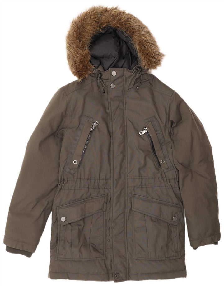 Jaqueta Parka Esprit Masculina com Capuz UK 38 Cinza Médio