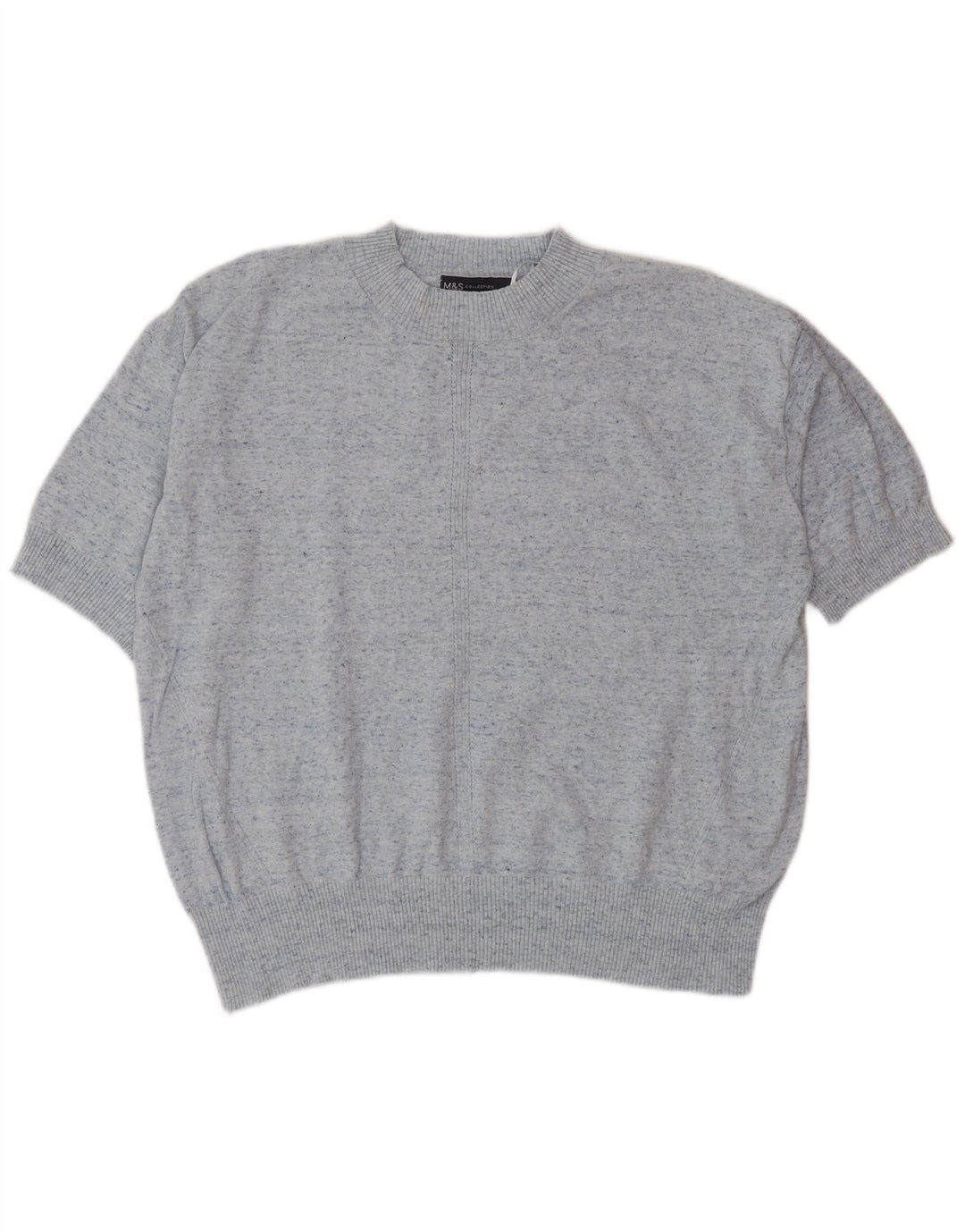 Suéter feminino Marks & Spencer com gola redonda Reino Unido 14 médio azul manchado
