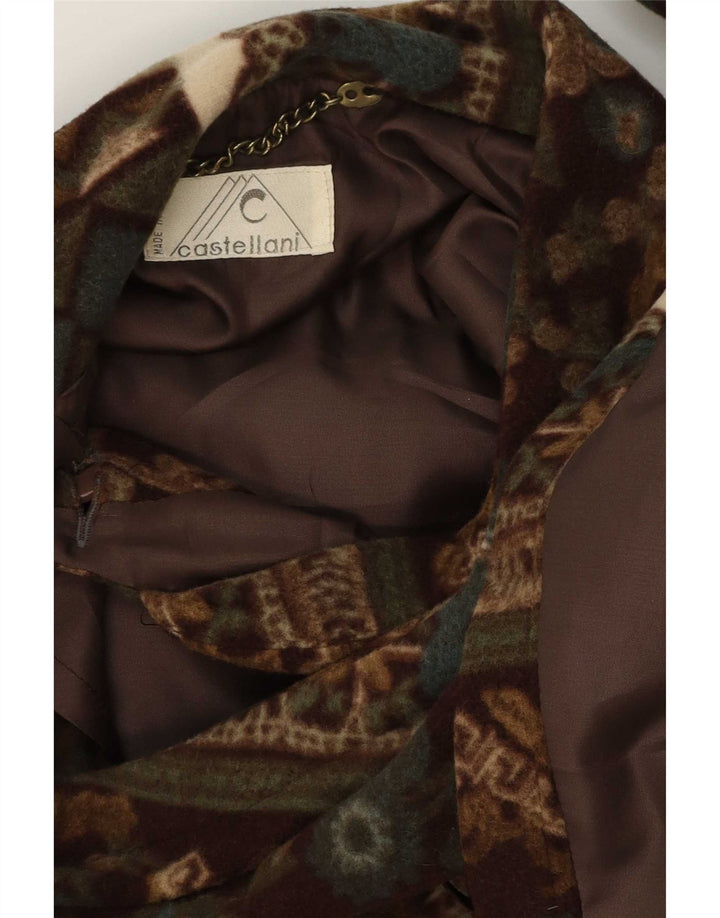 Casaco poncho aberto feminino Castellani Reino Unido 22 3XL marrom geométrico