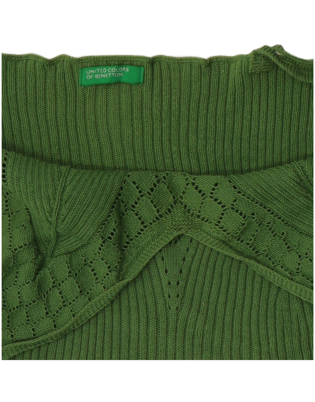 Top feminino de malha BENETTON UK 4 XS verde colorblock