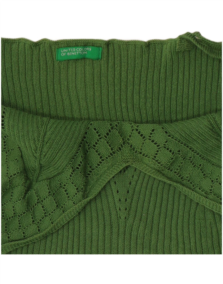 Top feminino de malha BENETTON UK 4 XS verde colorblock