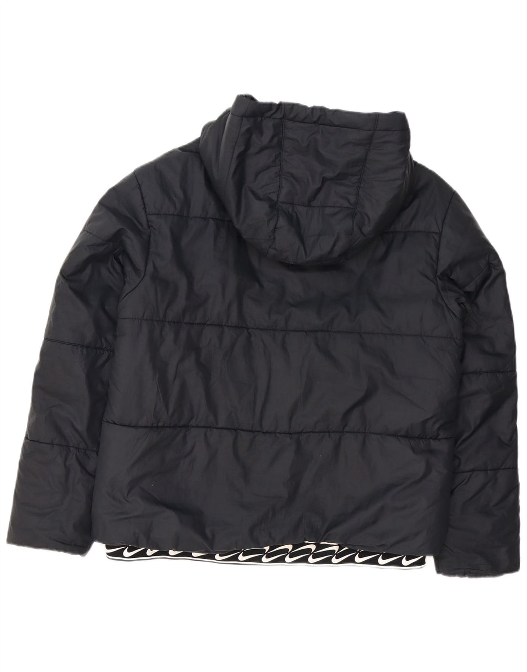 Jaqueta acolchoada com capuz gráfico feminino Nike UK 16 grande poliéster preto