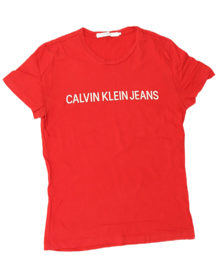 Camiseta masculina CALVIN KLEIN JEANS com estampa gráfica pequena vermelha