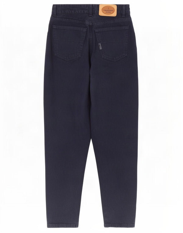 Jeans cônicos femininos Trussardi W31 L31 algodão azul marinho