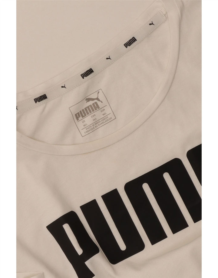 Puma Camiseta Feminina Graphic Top UK 12 Médio Branco