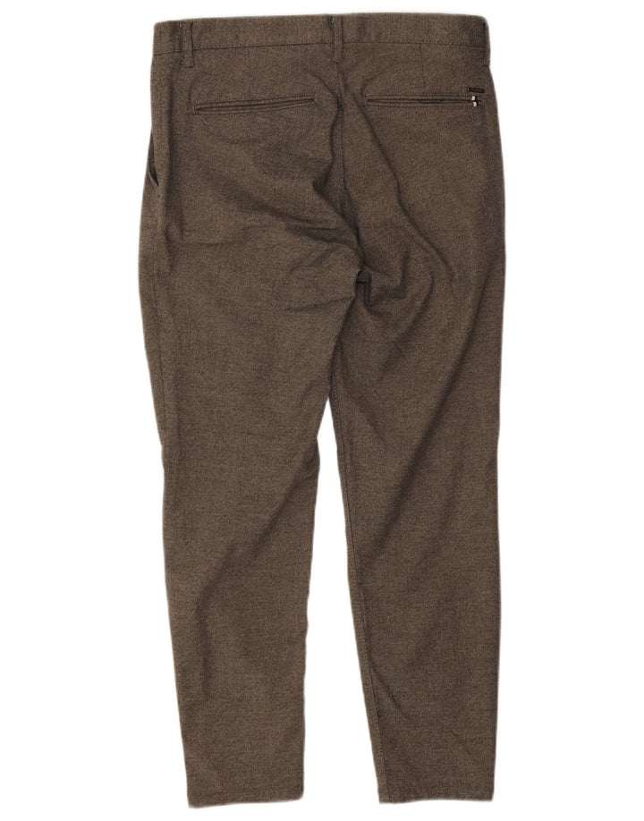 Zara Mens Crop Slim Chino Calças EU 38 Pequeno W30 L25 Poliéster Cinza