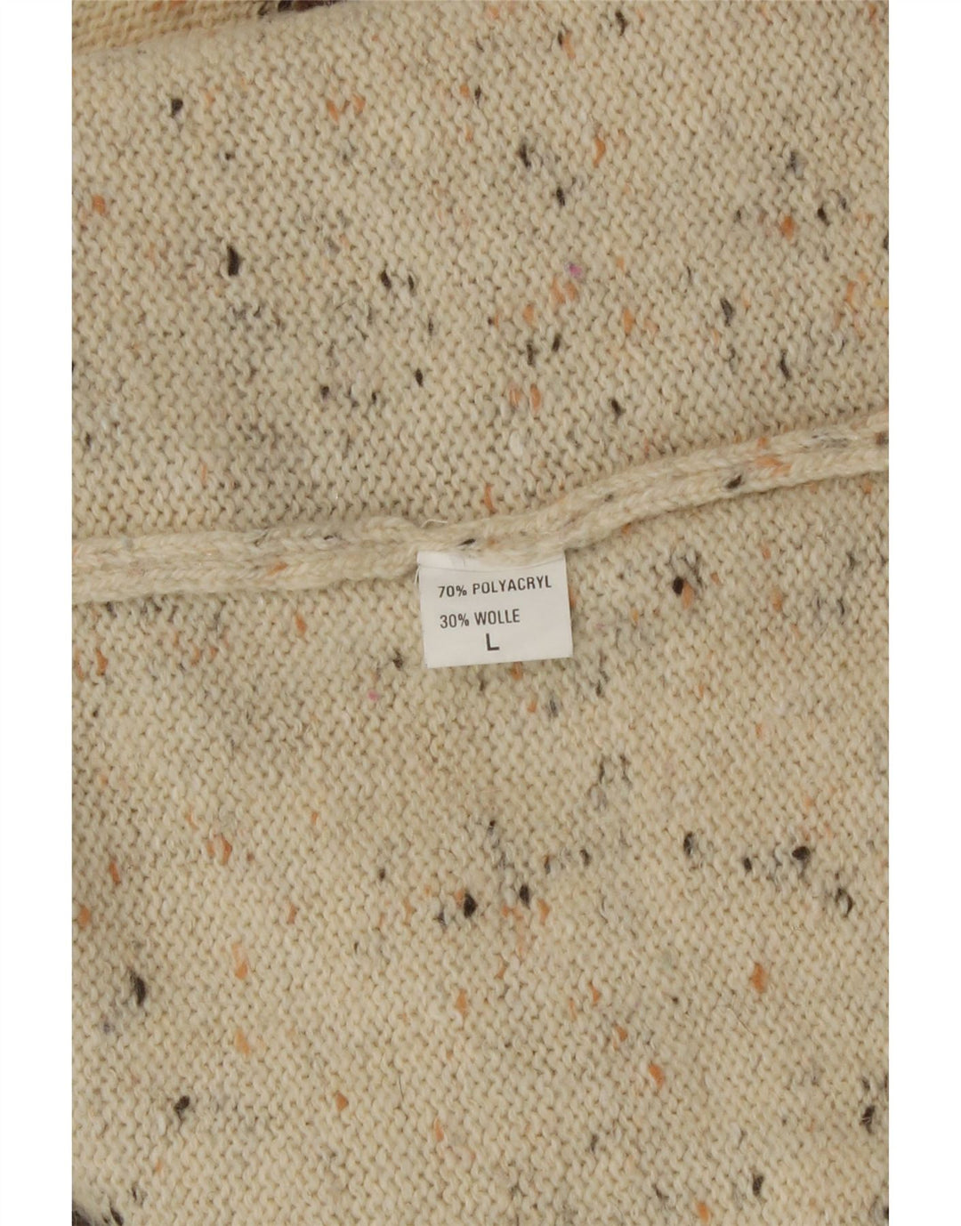 Suéter feminino vintage com gola redonda, uk 16, grande, bege, patchwork, novidade