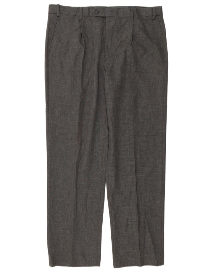 Calça masculina de ajuste regular MARKS & SPENCER W36 L31 poliéster cinza