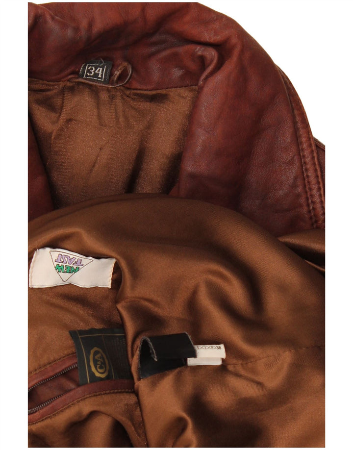 C&A Nova jaqueta feminina de couro superdimensionada rápida EU 34 XS couro marrom