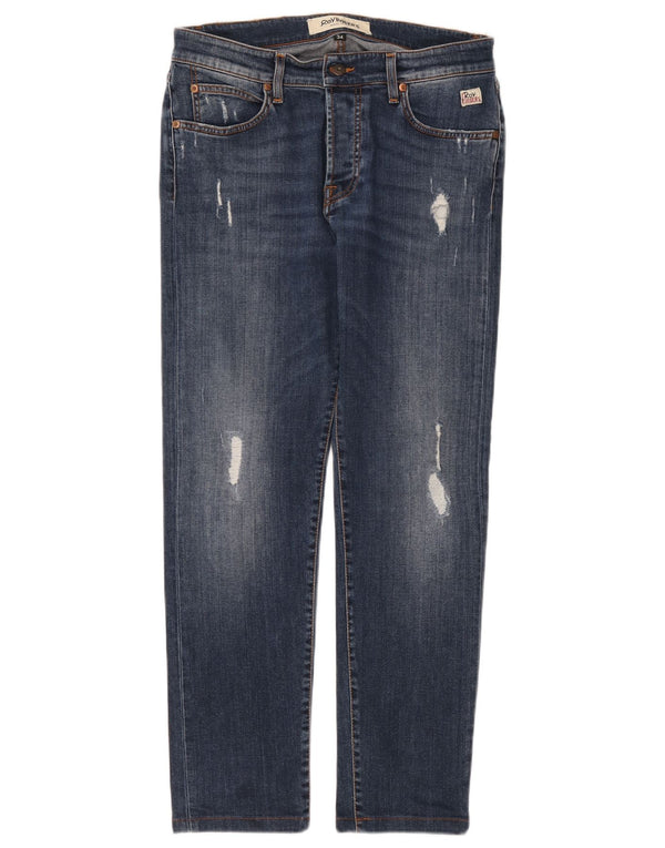 Calça jeans masculina Roy Rogers desgastada W34 L29 azul algodão